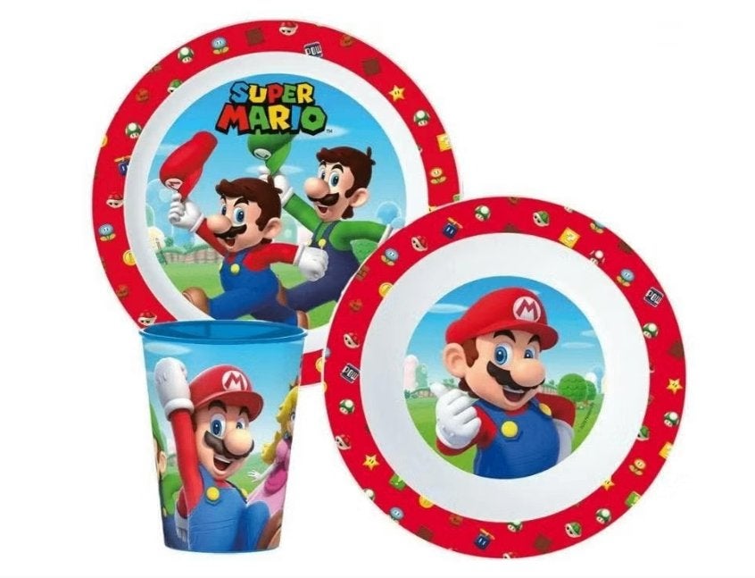 Super Mario Kinderservies / Eetset / Dinerset - Magnetron, Super Mario, Meerkleurig, Nieuw, Ophalen of Verzenden