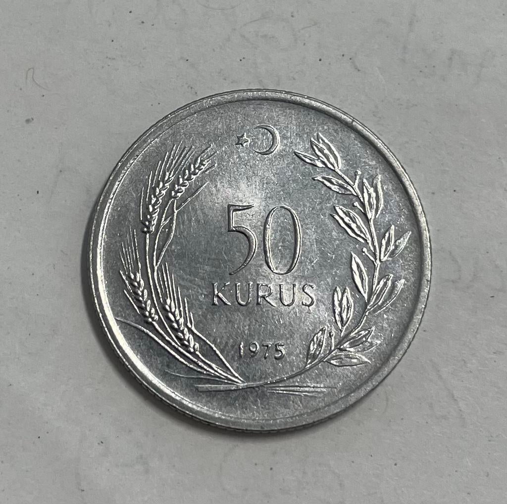 50 kurus Turkije 1975, Postzegels en Munten, Ophalen of Verzenden, Overige landen