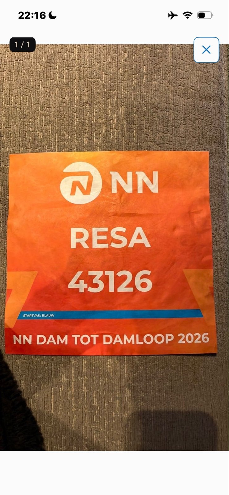Startbewijs Dam tot Damloop, Tickets en Kaartjes, Eén persoon
