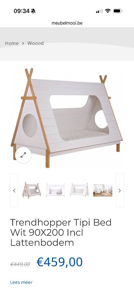 Bed, Ophalen, 85 tot 100 cm, Zo goed als nieuw, Lattenbodem