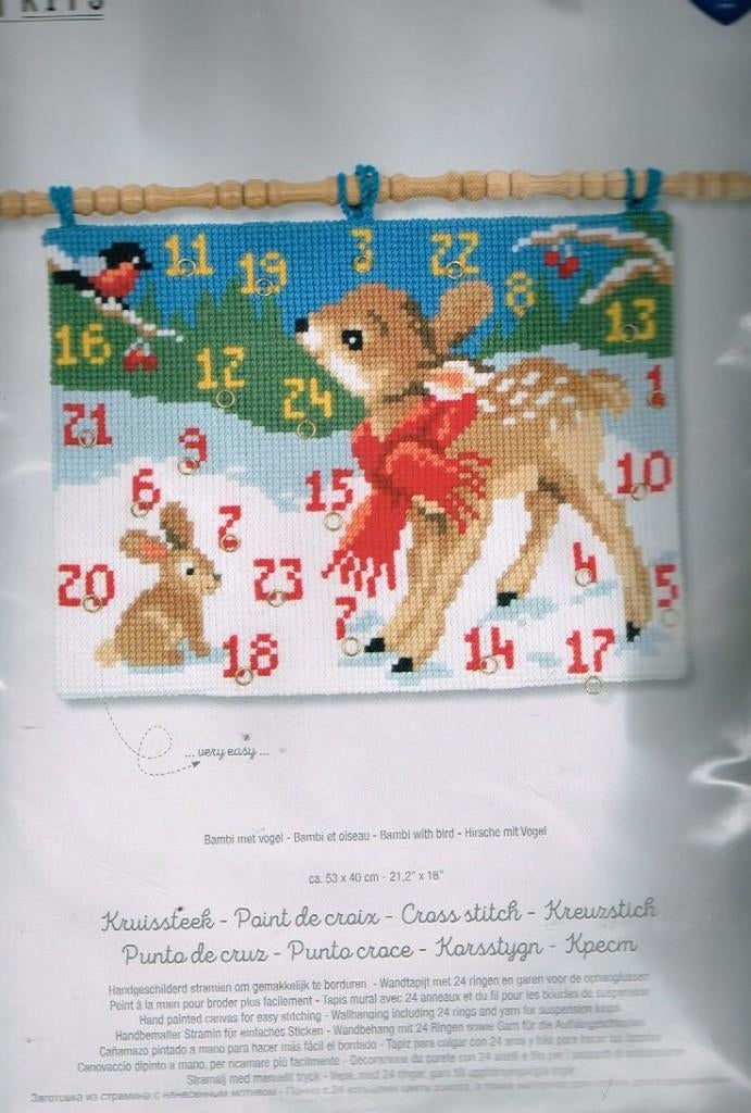 Cado vervaco borduurpakket ( wand) BAMBI  Advent oude prijs, Ophalen of Verzenden, Nieuw, Handborduren, Borduurpakket