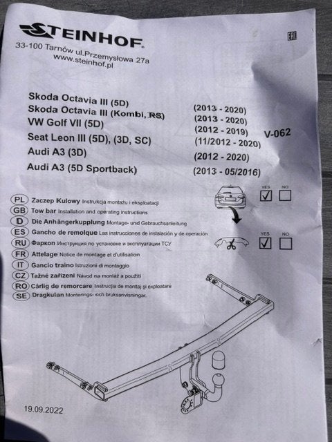 Nieuwe Steinhof trekhaak voor Audi A3 Sportsback 2015, Ophalen, Nieuw