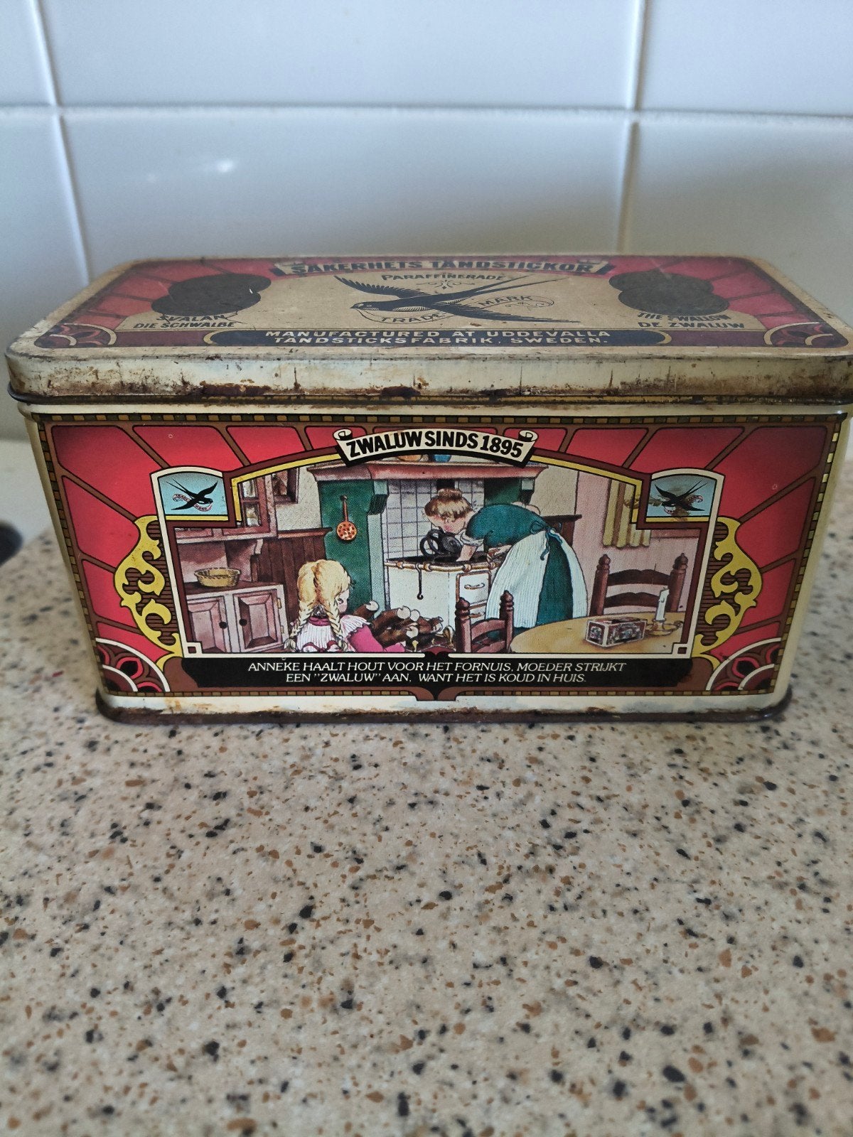 Oud Zwaluw lucifers blik - Vintage verzamelobject, Ophalen of Verzenden, Gebruikt, Overige, Overige merken