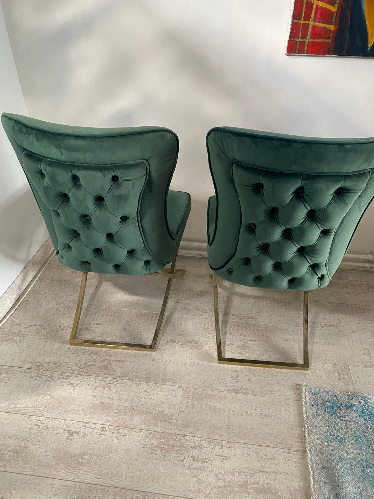 2 groene Richmond eettafel stoelen, Huis en Inrichting, Twee, Overige kleuren, Ophalen of Verzenden, Zo goed als nieuw