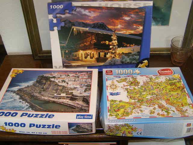 Drie puzzels 1000 stukjes, Ophalen of Verzenden, 500 t/m 1500 stukjes, Zo goed als nieuw