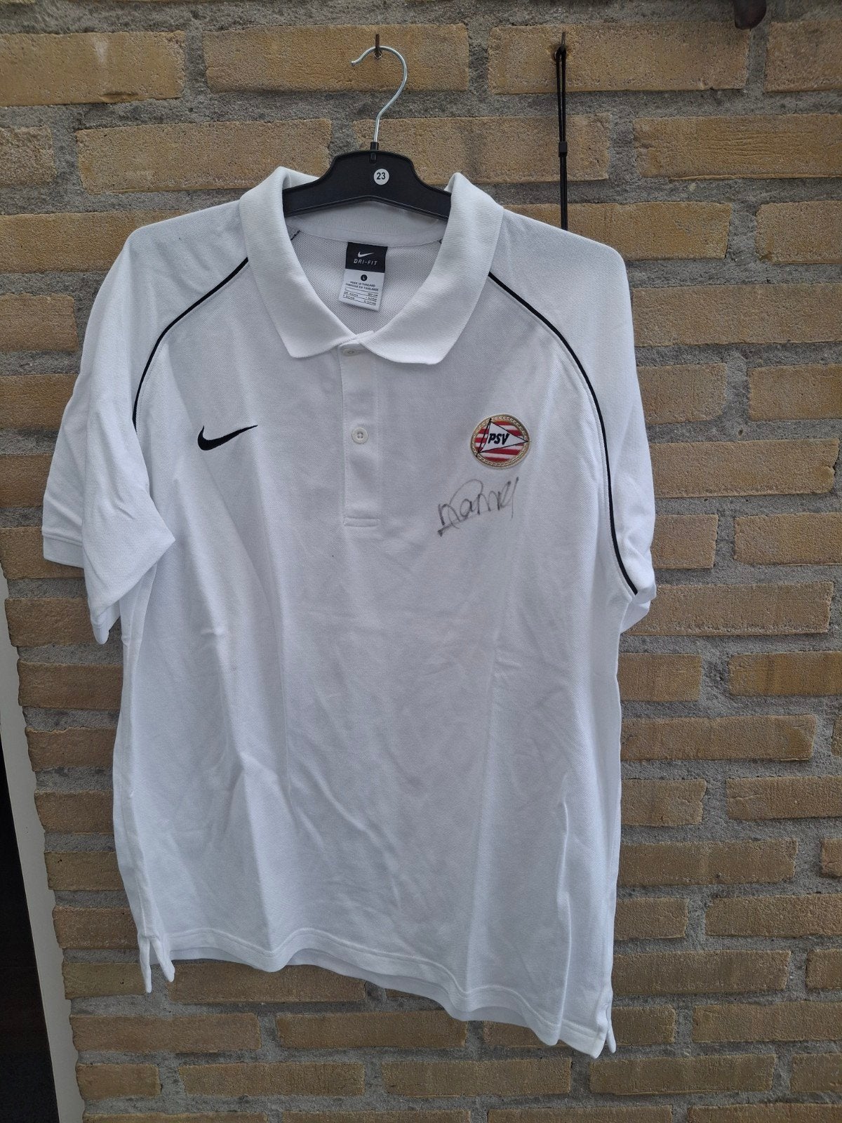 PSV Nike Dri-Fit Polo met handtekening - Maat L, Maat 52/54 (L), Wit, Nike, Ophalen of Verzenden