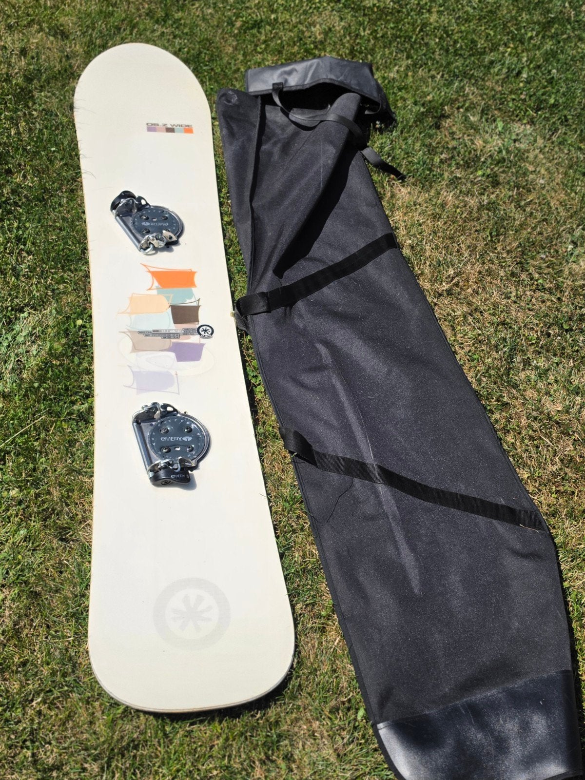 O.SIN Snowboard OS.Z Wide 163 met Emery bindingen en tas, Ophalen of Verzenden, Zo goed als nieuw, Board