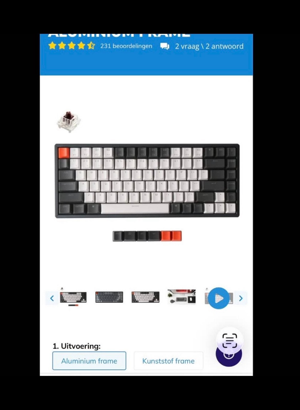 Keychron K2 (Hot-swappable) Draadloos Mechanisch Toetsenbord, Ophalen, Hot-swappable, Zo goed als nieuw, Draadloos