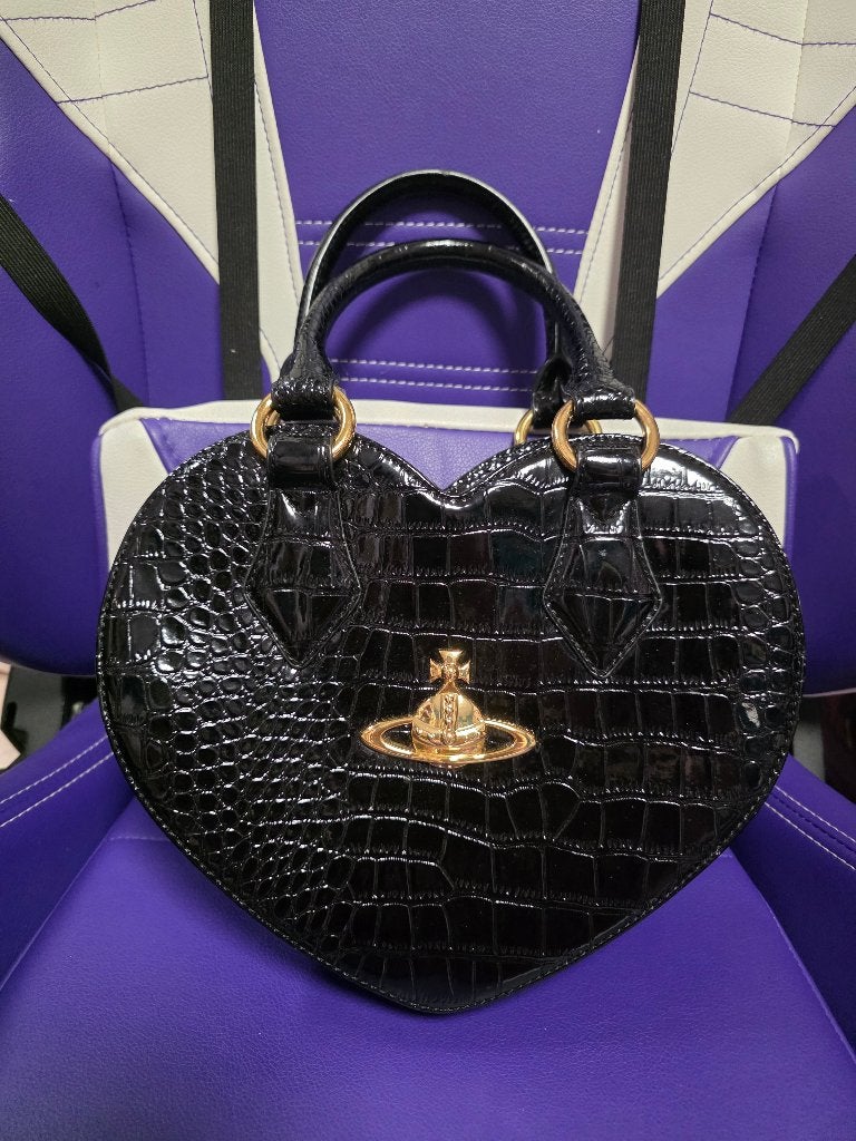 designer tas vivienne westwood heart orb sieraad ketting, Verzenden, Gebruikt, Zwart, Avondtasje