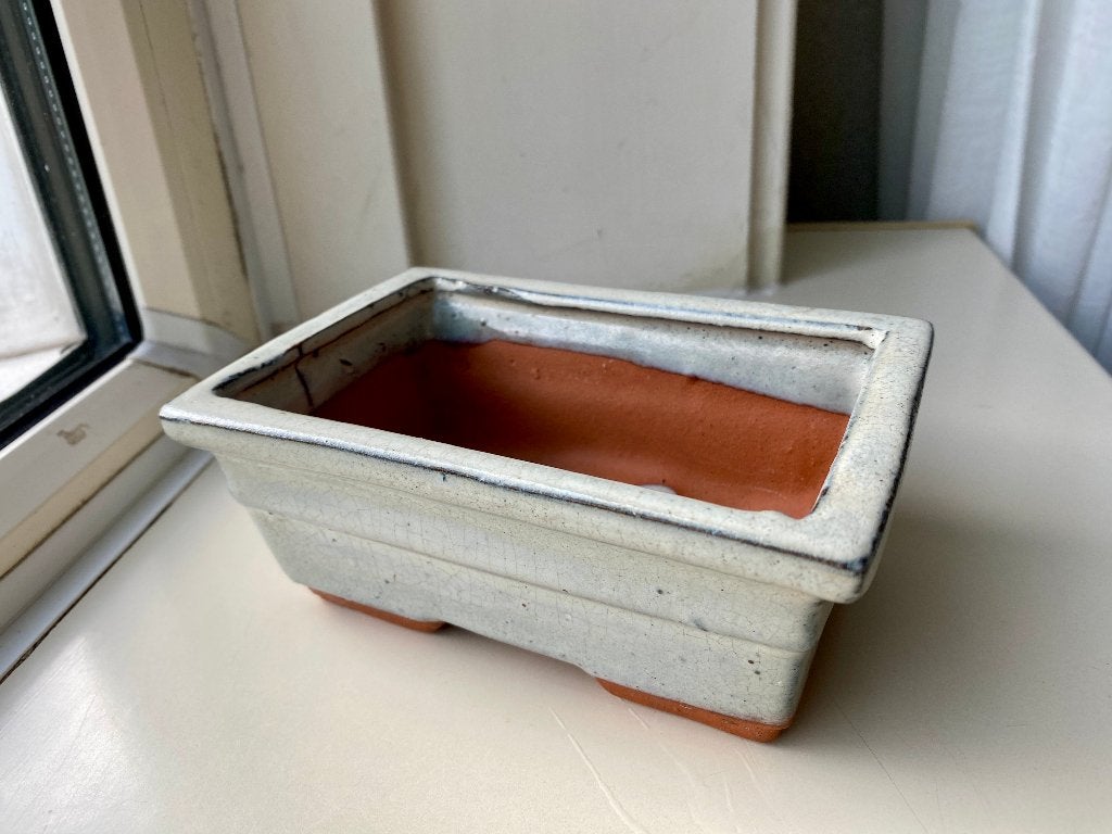 bonsai schaal pot geglazuurd aardewerk 9x14cm zgan, Ophalen of Verzenden, Zo goed als nieuw, Balkon, Aardewerk
