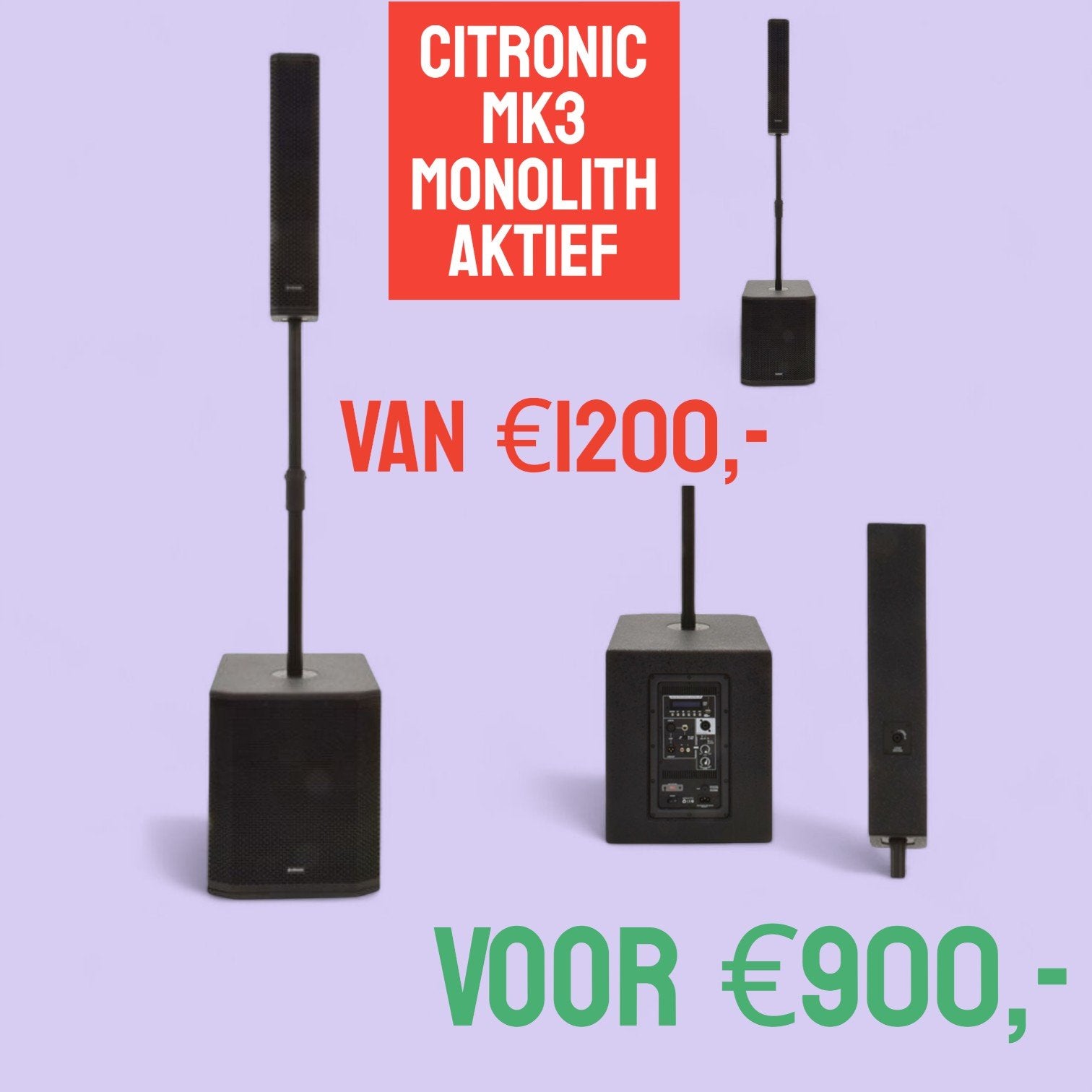 Citronic MK3 Monolith Actieve Kolom Luidspreker Set, Ophalen, Zo goed als nieuw