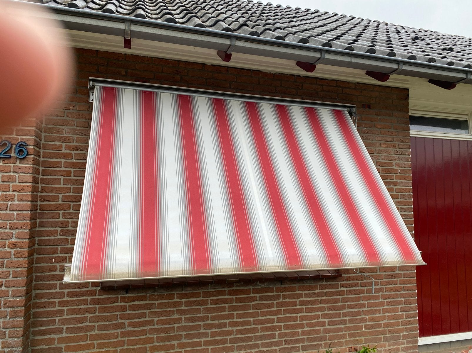 Te koop, Tuin en Terras, Zonneschermen, Ophalen of Verzenden, Zo goed als nieuw, Knikarmscherm