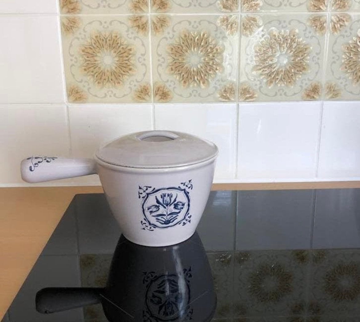 vintage Le Creuset gietijzeren fonduepan (caquelon) sauspan, Ophalen of Verzenden