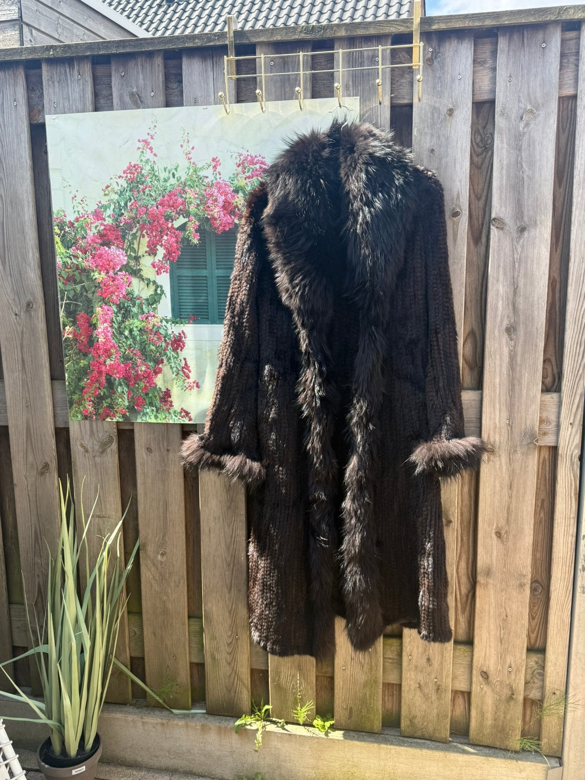 Luxe Lange Nerts Bontjas met Grote Bontkraag – Nieuwstaat, Kleding | Dames, Jassen | Winter, Verzenden, Nieuw, Maat 42/44 (L)