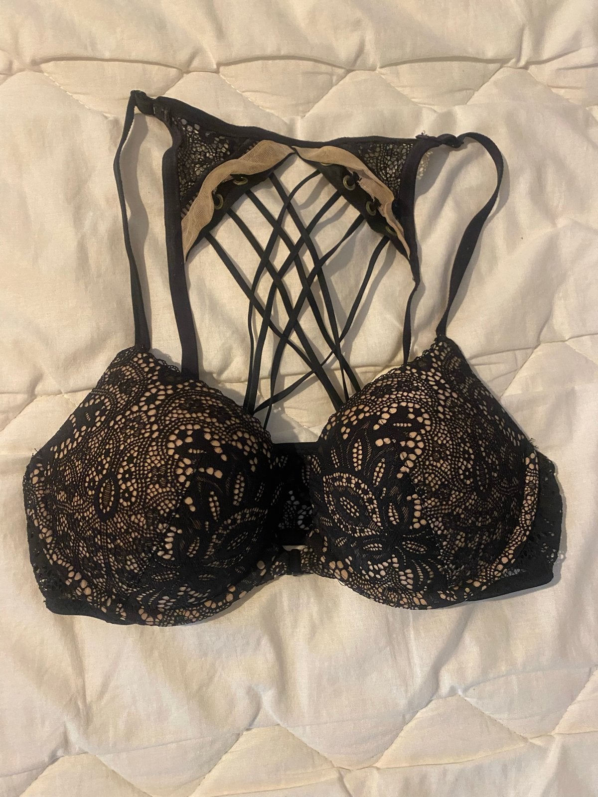 Victoria Secret Zwarte kanten BH met bandjes op de rug, Kleding | Dames, Ophalen, Zwart, BH