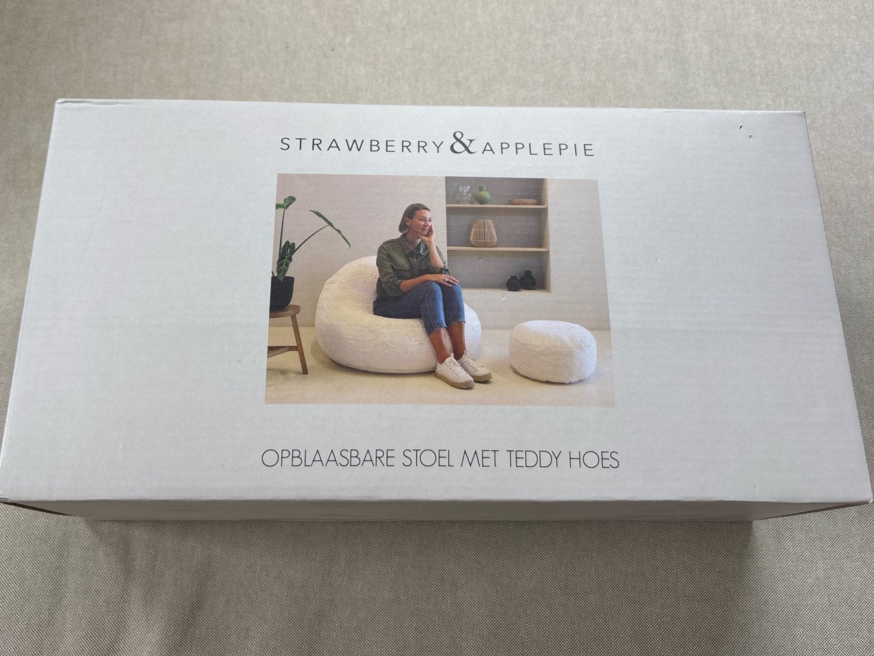 Opblaasbare Stoel met Teddy Hoes - Nieuw in Doos, Huis en Inrichting, Wit, Nieuw, Ophalen of Verzenden, Eén