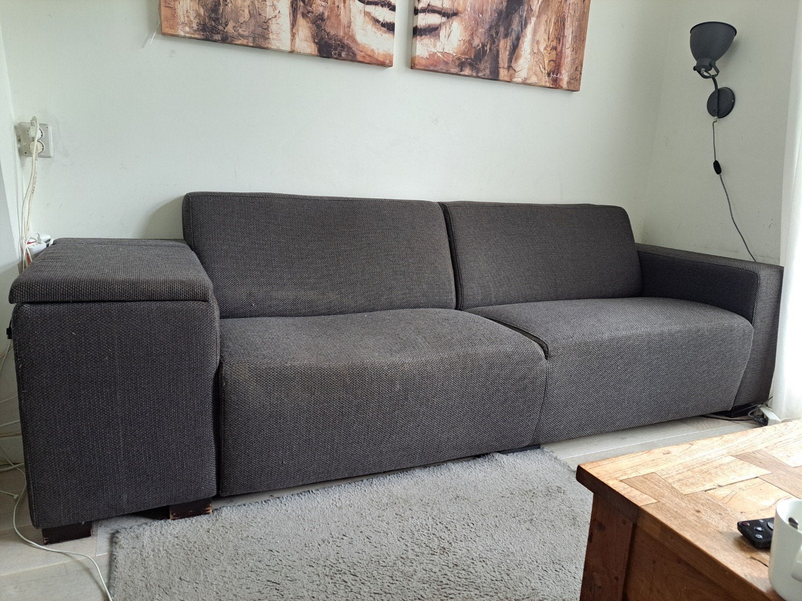 Bankstel bruin/grijs, Huis en Inrichting, Banken | Bankstellen, Ophalen, Gebruikt, Driepersoons, 75 tot 100 cm