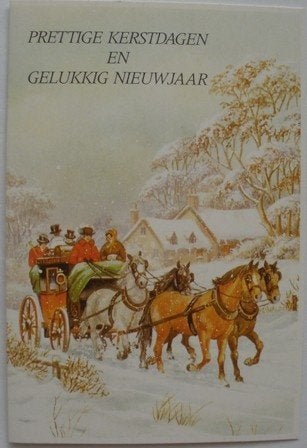 Oude Kerstkaart met paardenkoets, Verzamelen, Ophalen of Verzenden, 1980 tot heden, Gelopen, Feest(dag)