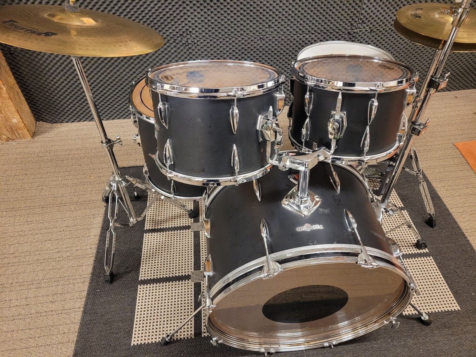 Originele Majestic set, compleet met bekkens., Ophalen, Gebruikt