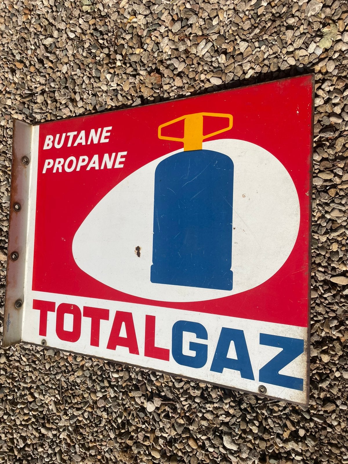 Emaille bord total gaz dubbelzijdig, Verzamelen, Merken en Reclamevoorwerpen, Ophalen of Verzenden, Gebruikt, Reclamebord
