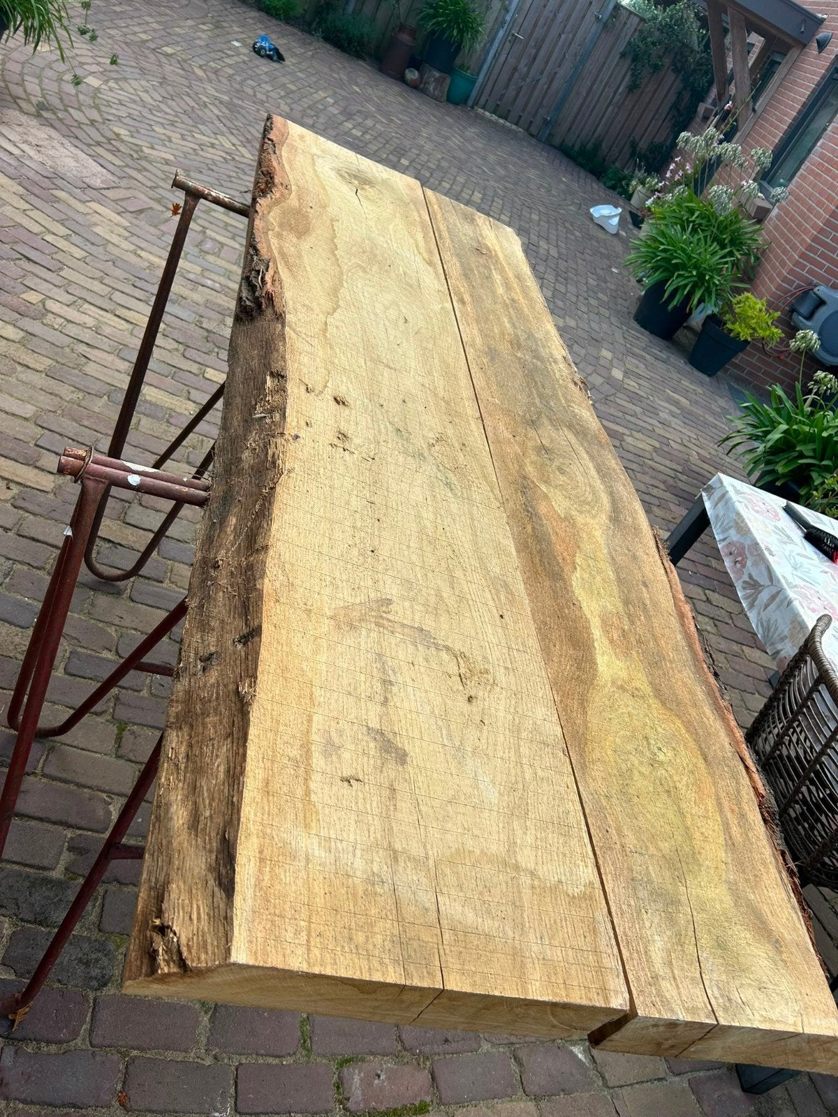 Eikenhouten bladen voor tafel + reststukken (8cm dik), Ophalen, Eiken, 200 tot 250 cm, Plank