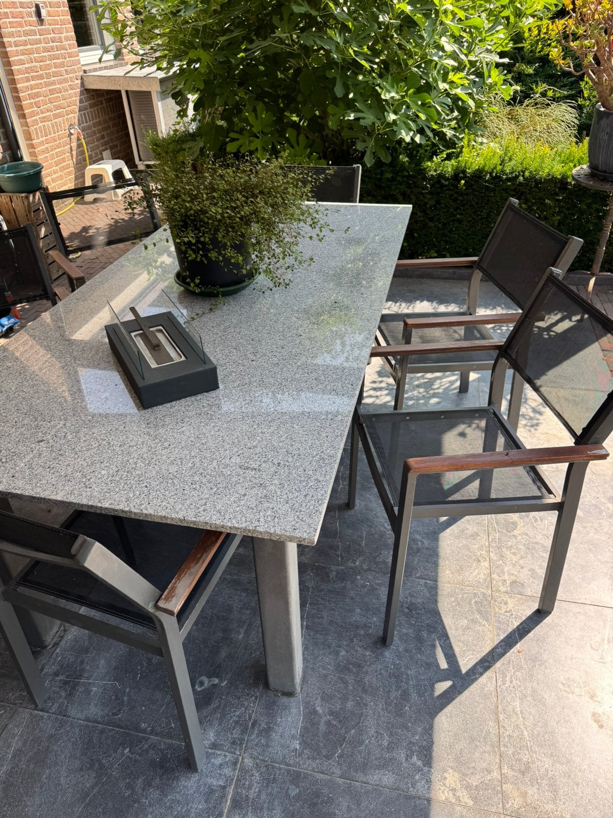 Tuintafel met zes stoelen, Tuin en Terras, Ophalen, Zo goed als nieuw, Overige materialen