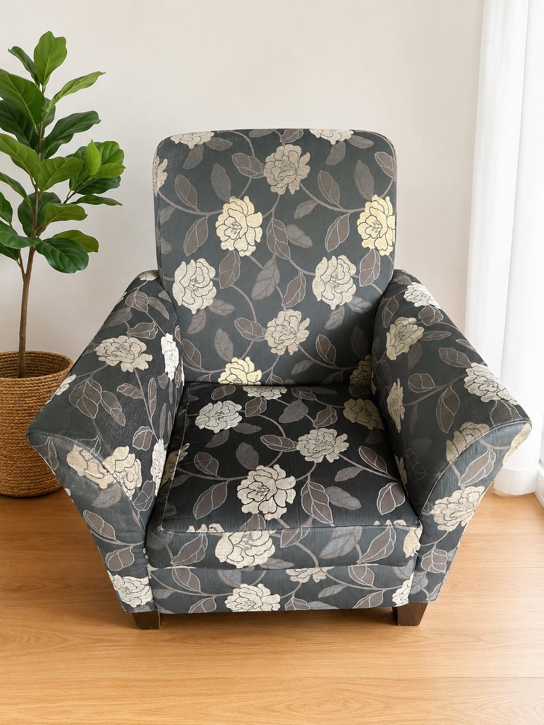 2 comfortabele fauteuils met bloemmotief, Ophalen, Gebruikt, Stof, 75 tot 100 cm