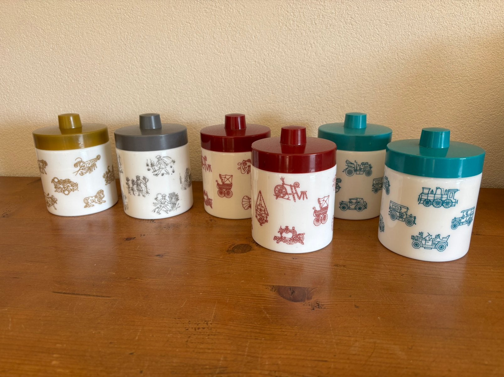Vintage opaline voorraadpotjes, Verzamelen, Ophalen of Verzenden, Huis en Inrichting