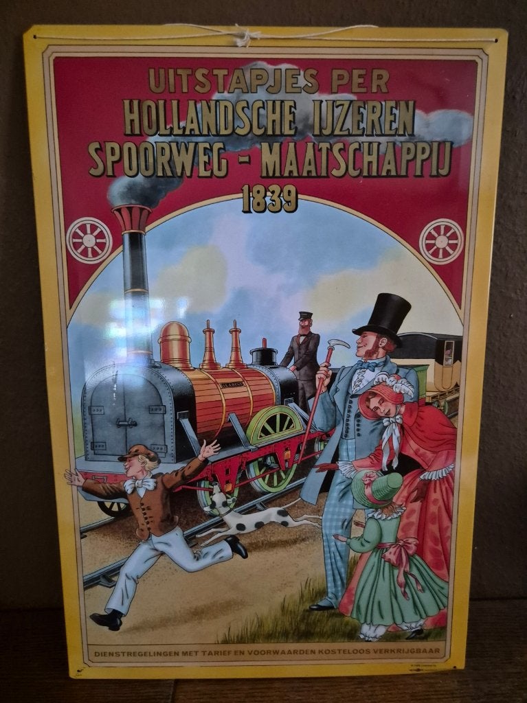 Metalen bord Hollandsche ijzeren spoorweg maatschappij, Ophalen of Verzenden, Reclamebord