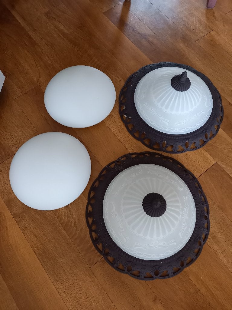 Te Koop: 4 Plafond lampen, Huis en Inrichting, Ophalen, Gebruikt, Glas, E27 (groot)