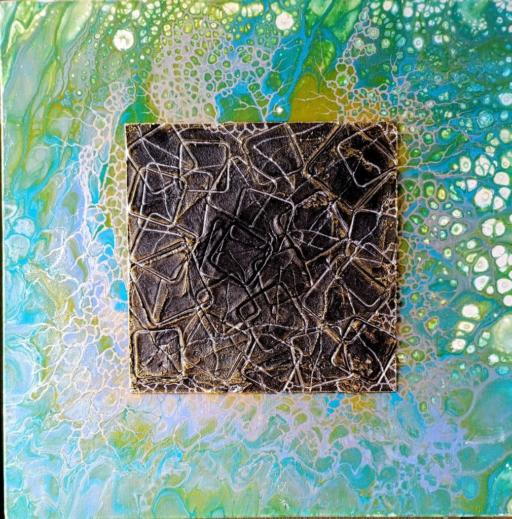Abstract schilderij met 3D-effect en textuur, Antiek en Kunst, Abstract, Acrylverf, Hout, Gelimiteerde oplage