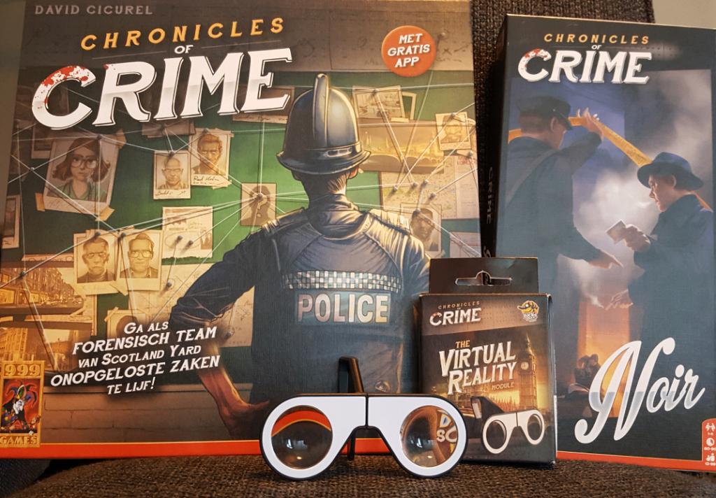 Bordspel Chronicles of Crime + Noir (uitbreiding) + VR bril, Een of twee spelers, Ophalen of Verzenden, Zo goed als nieuw, 999 Games bv