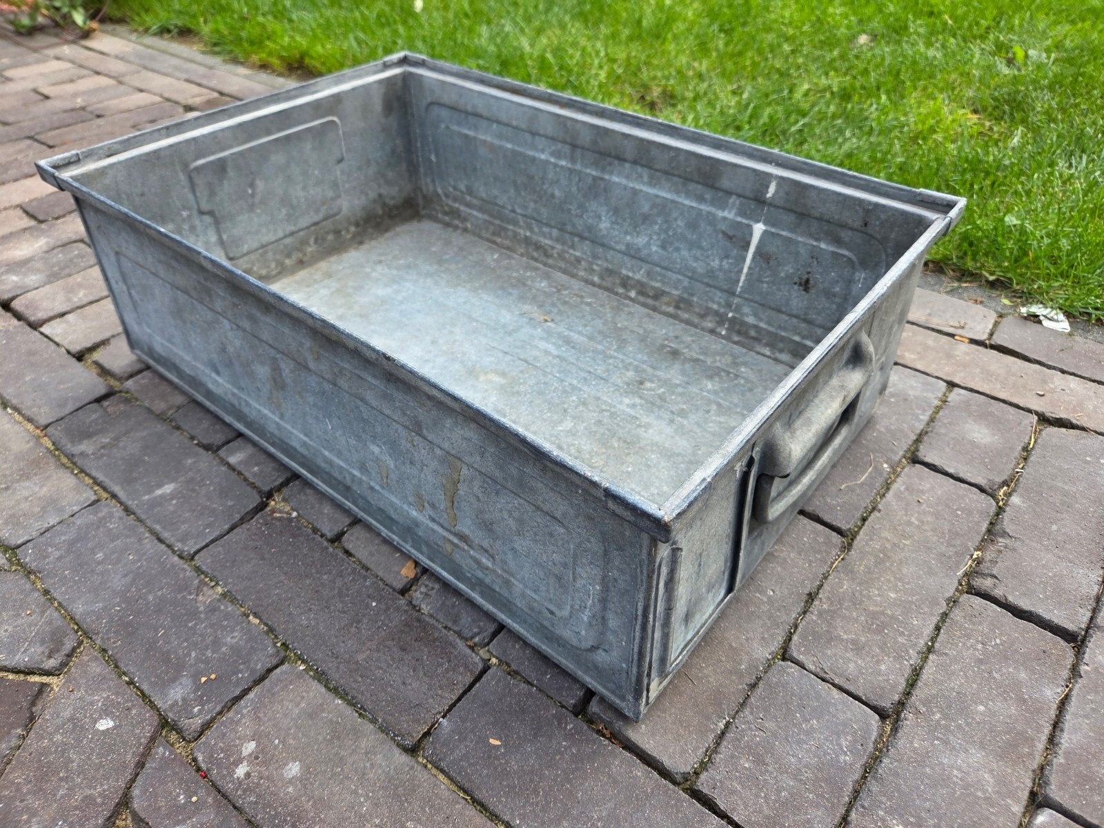 Vintage Zinken Bak / Plantenbak / Opbergbak, Ophalen, Minder dan 50 cm, Gebruikt, 50 tot 100 cm