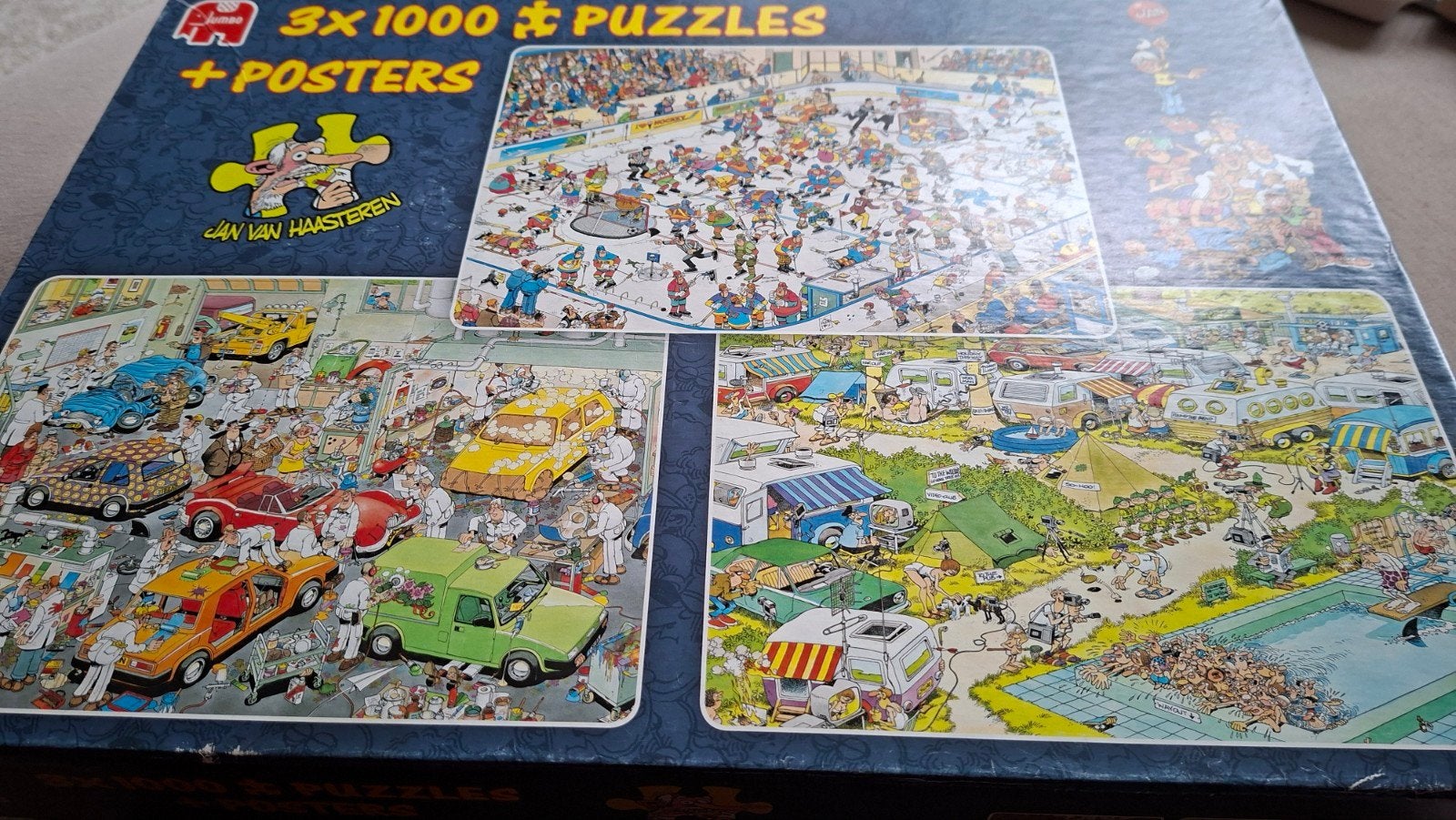 Jan van Haasteren 3x 1000 stukjes + posters, Kinderen en Baby's, Speelgoed | Kinderpuzzels, Ophalen of Verzenden