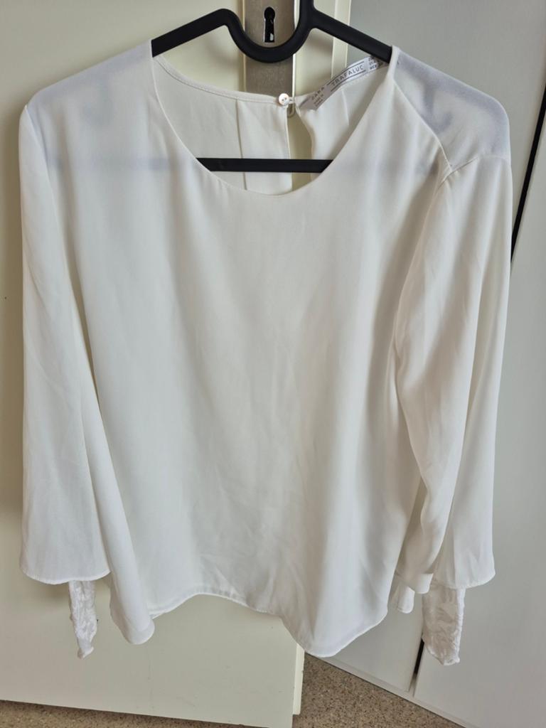 Zara Trafaluc Witte Blouse met Kanten Details, Maat 38/40 (M), Wit, Zo goed als nieuw, Zara Trafaluc