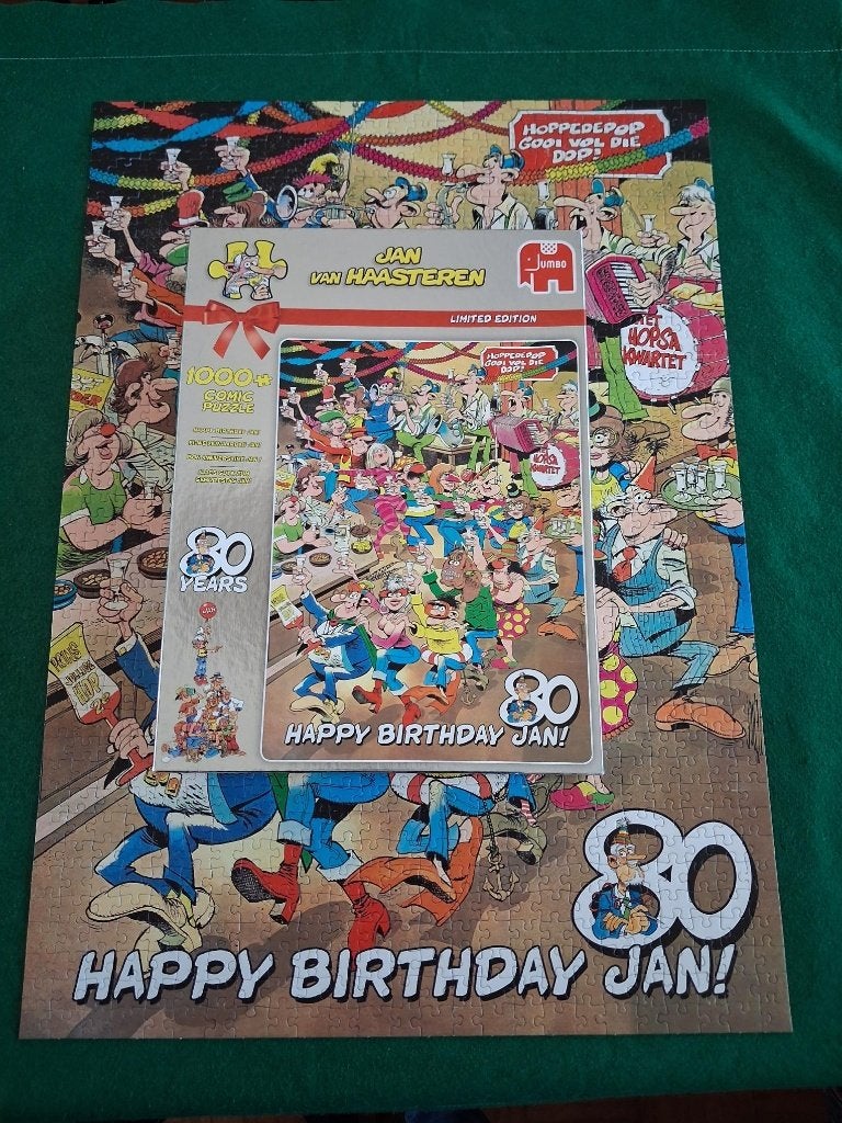 Jan van Haasteren 80 jaar puzzel , ruilen, Hobby en Vrije tijd, Denksport en Puzzels, Ophalen, 500 t/m 1500 stukjes, Zo goed als nieuw