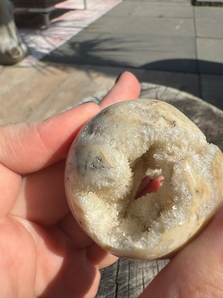 White Agate Druzy Sphere | White Agate Crystal Sphere, Ophalen of Verzenden, Mineraal