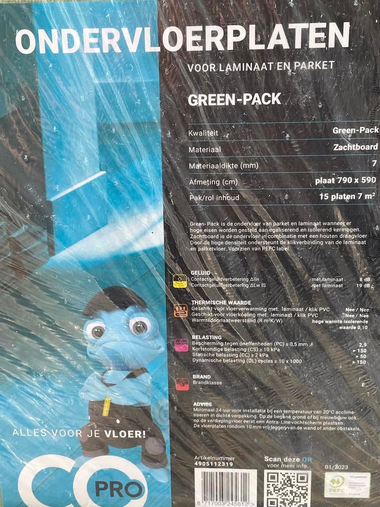 2 pakken ondervloerplaten Green-Pack voor laminaat en parket, Ophalen, 30 cm of meer, Overige typen, Nieuw