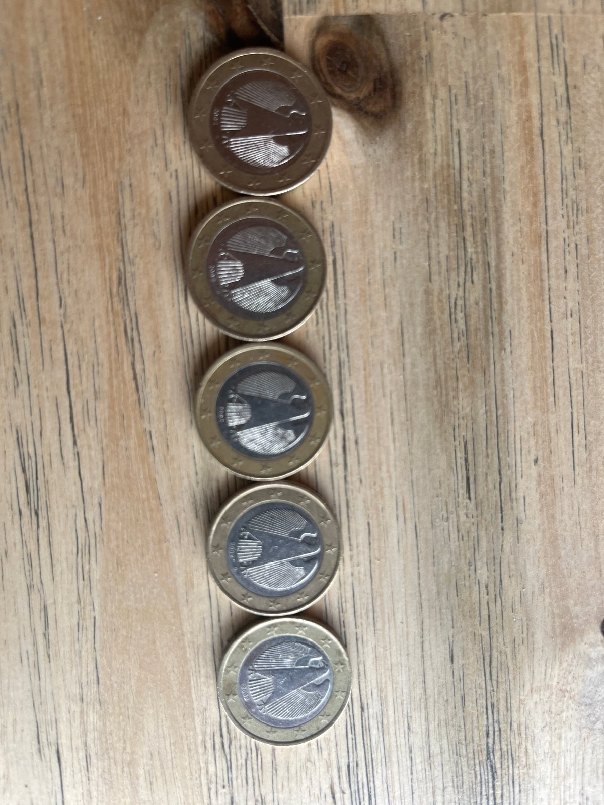 5x Duitse 1 Euro munt 2002 met adelaar, Postzegels en Munten, Munten | Europa | Euromunten, Ophalen of Verzenden, Duitsland, 1 euro