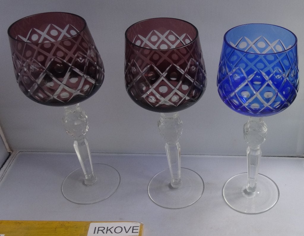 KRISTAL BOHEEMS GLAZEN OP VOET * 8 Stuks! *, Verzenden