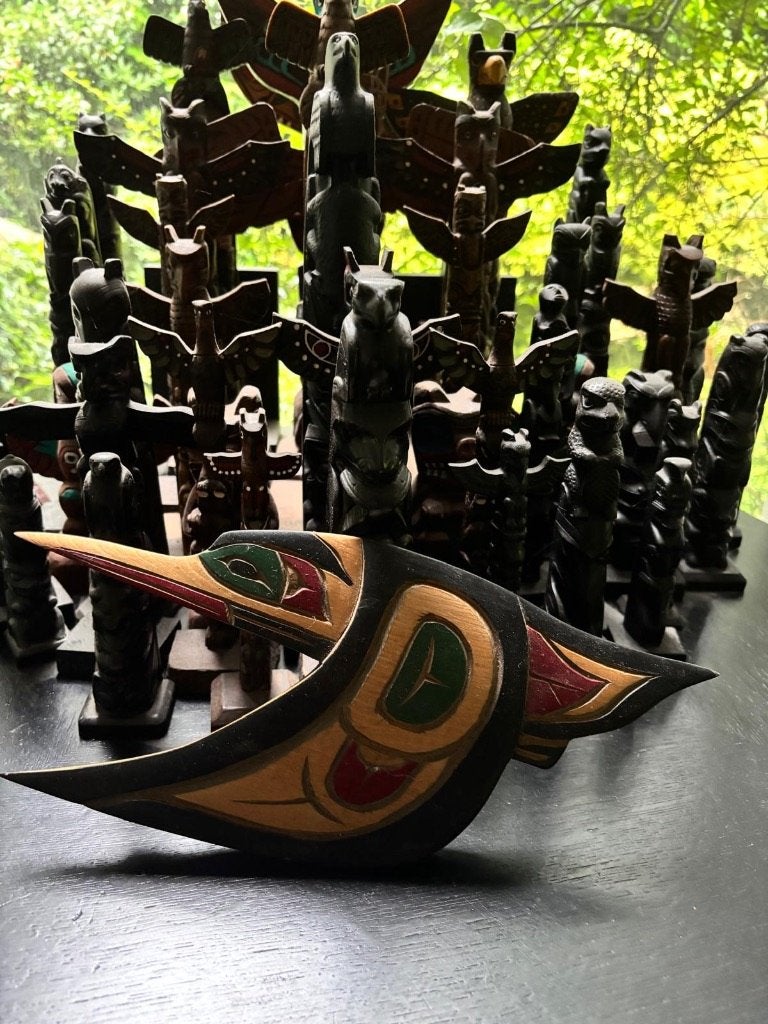 Vintage houtsnijwerk kolibrie — Stuart Barfoot, Canada BC, Antiek en Kunst, Verzenden