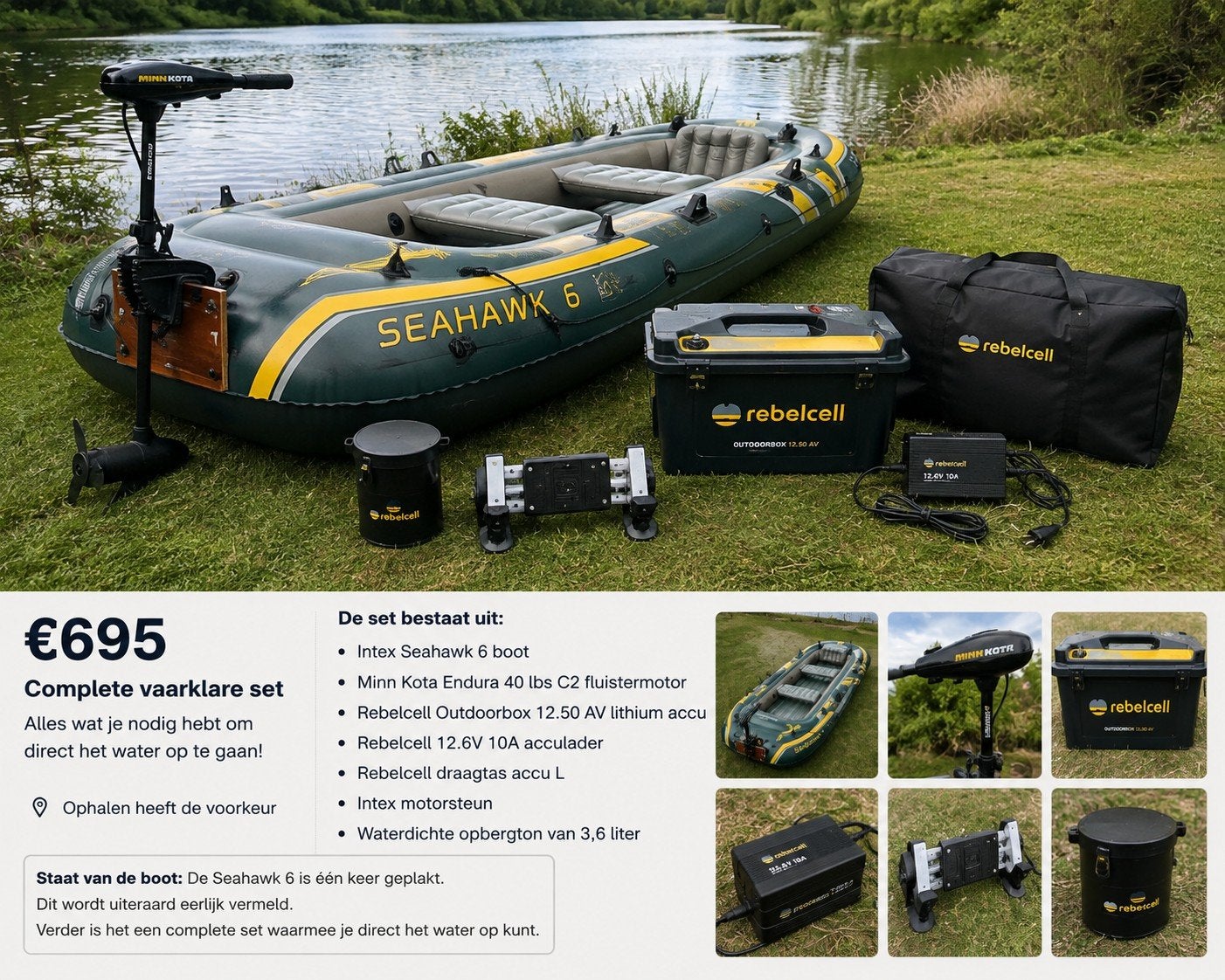 Complete vaarklare set – Minn Kota 40 + Rebelcell + Seahawk, Ophalen, Overige typen