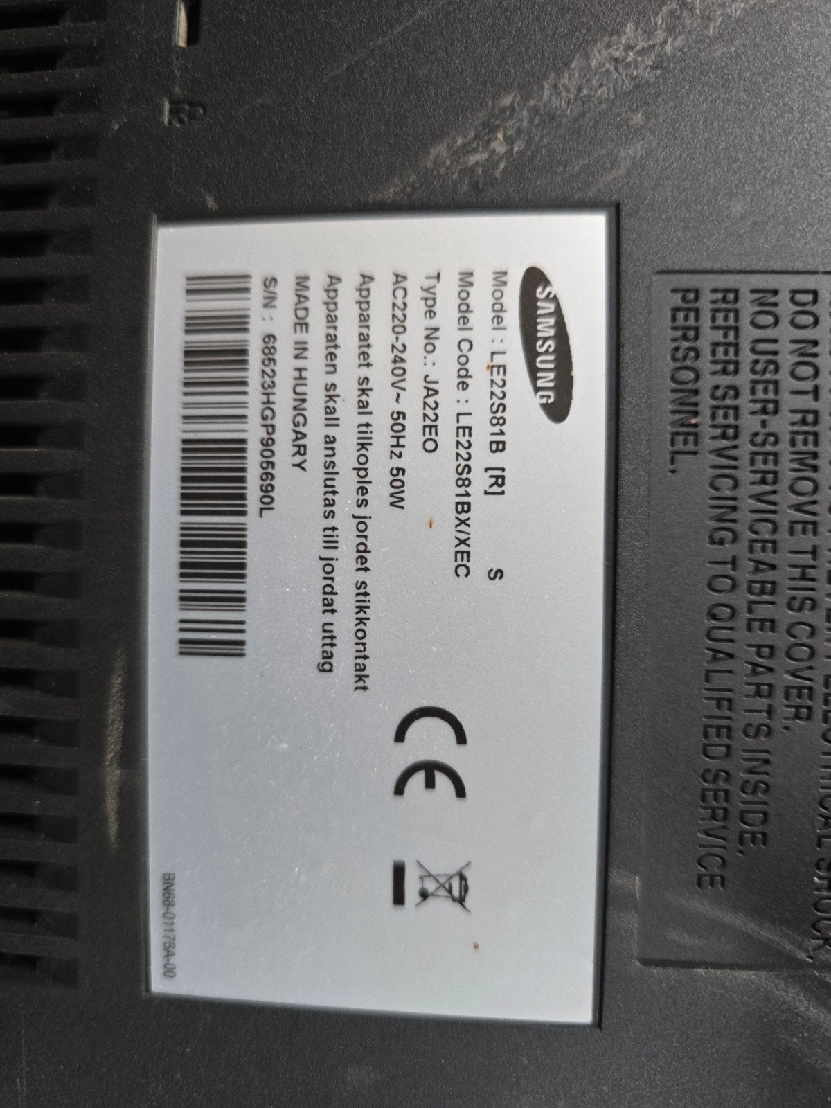 Samsung LE22S81B LCD TV - 22 inch, Gebruikt, 50 Hz, Ophalen of Verzenden, Samsung