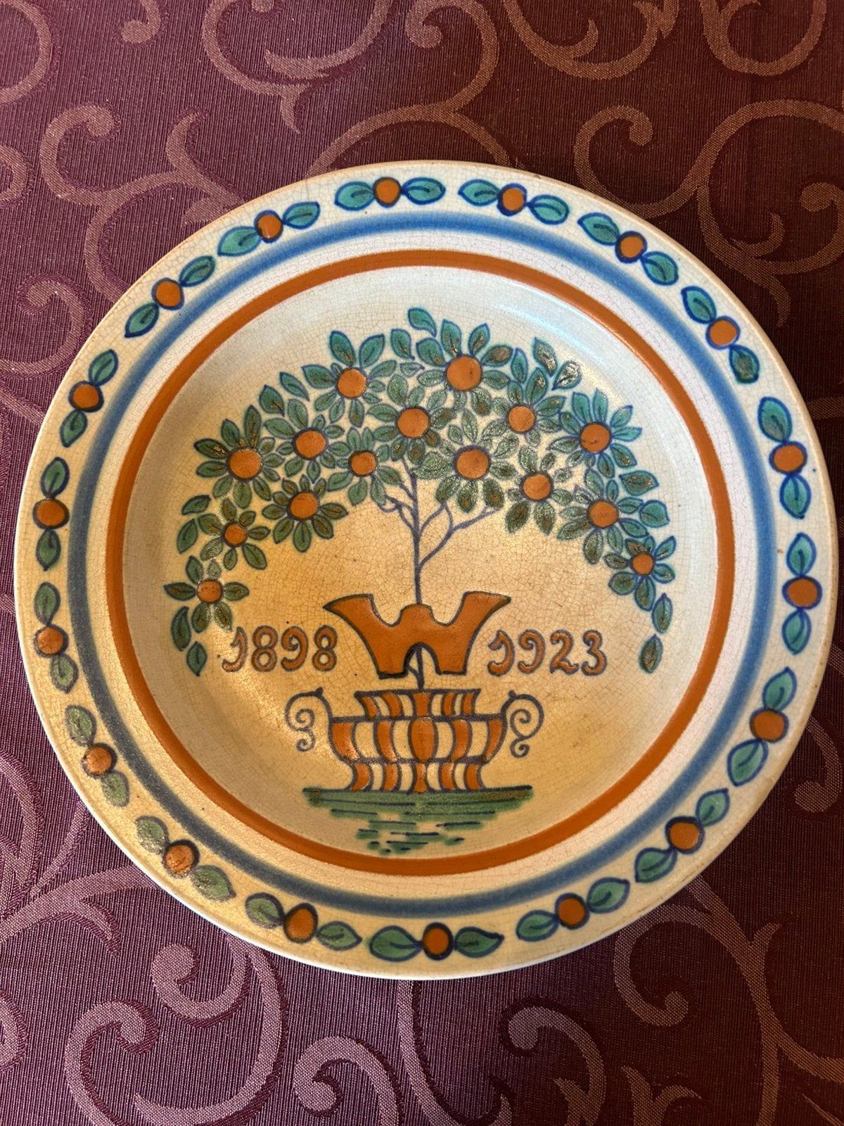 Bord tgv 25 jarig regerings jubileum WILHELMINA, Ophalen of Verzenden, Servies