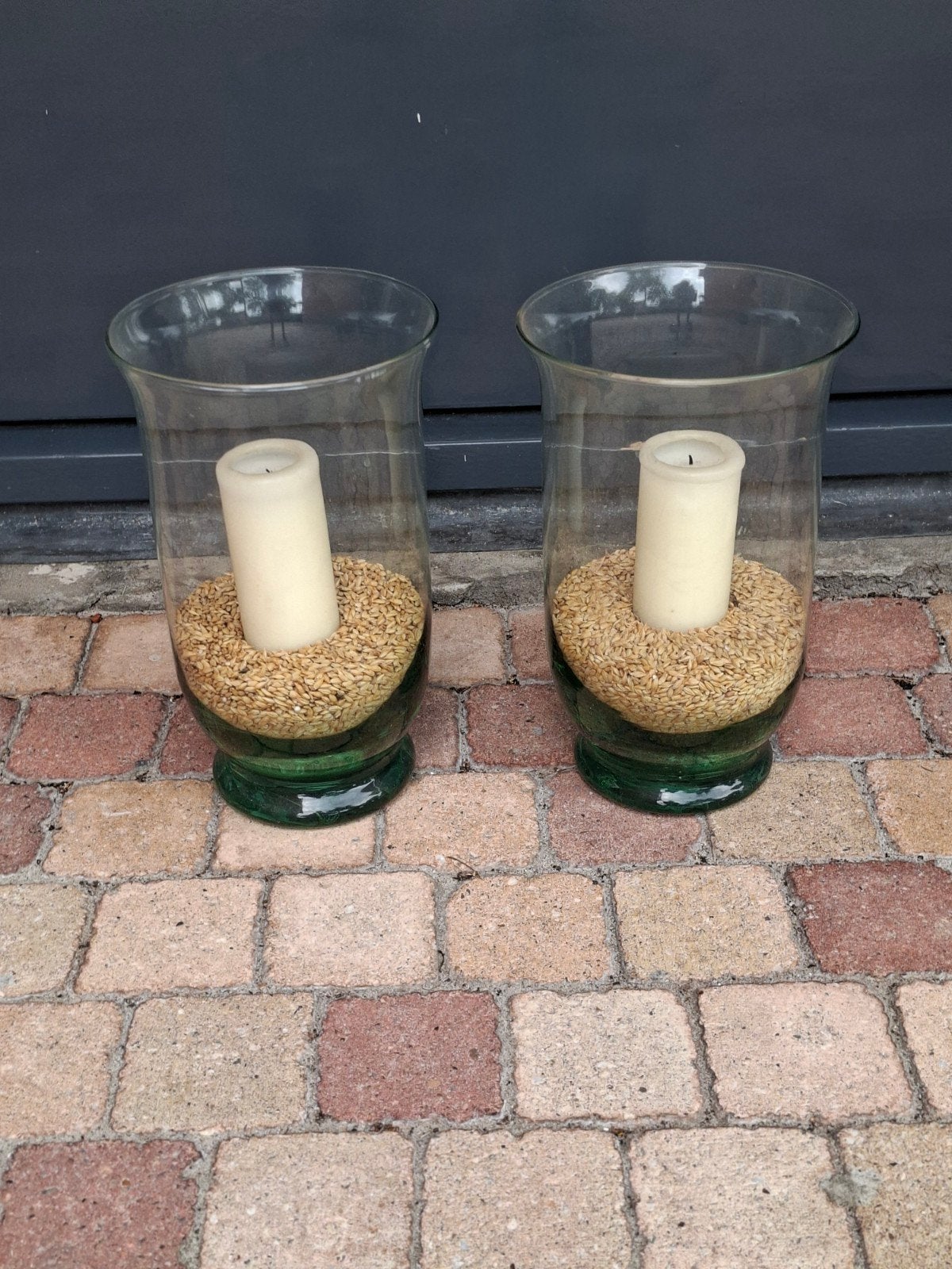 Windlichten glas met kaars, Ophalen of Verzenden