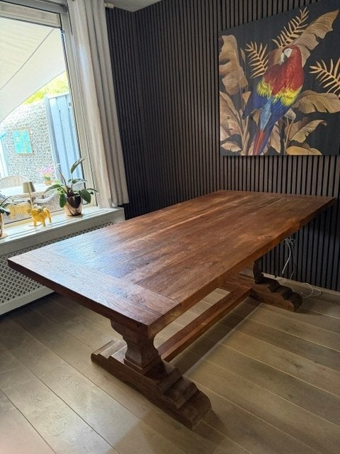 Kloostertafel 200 L x 100B x 78 H, Ophalen, 100 tot 150 cm, Teakhout, 200 cm of meer