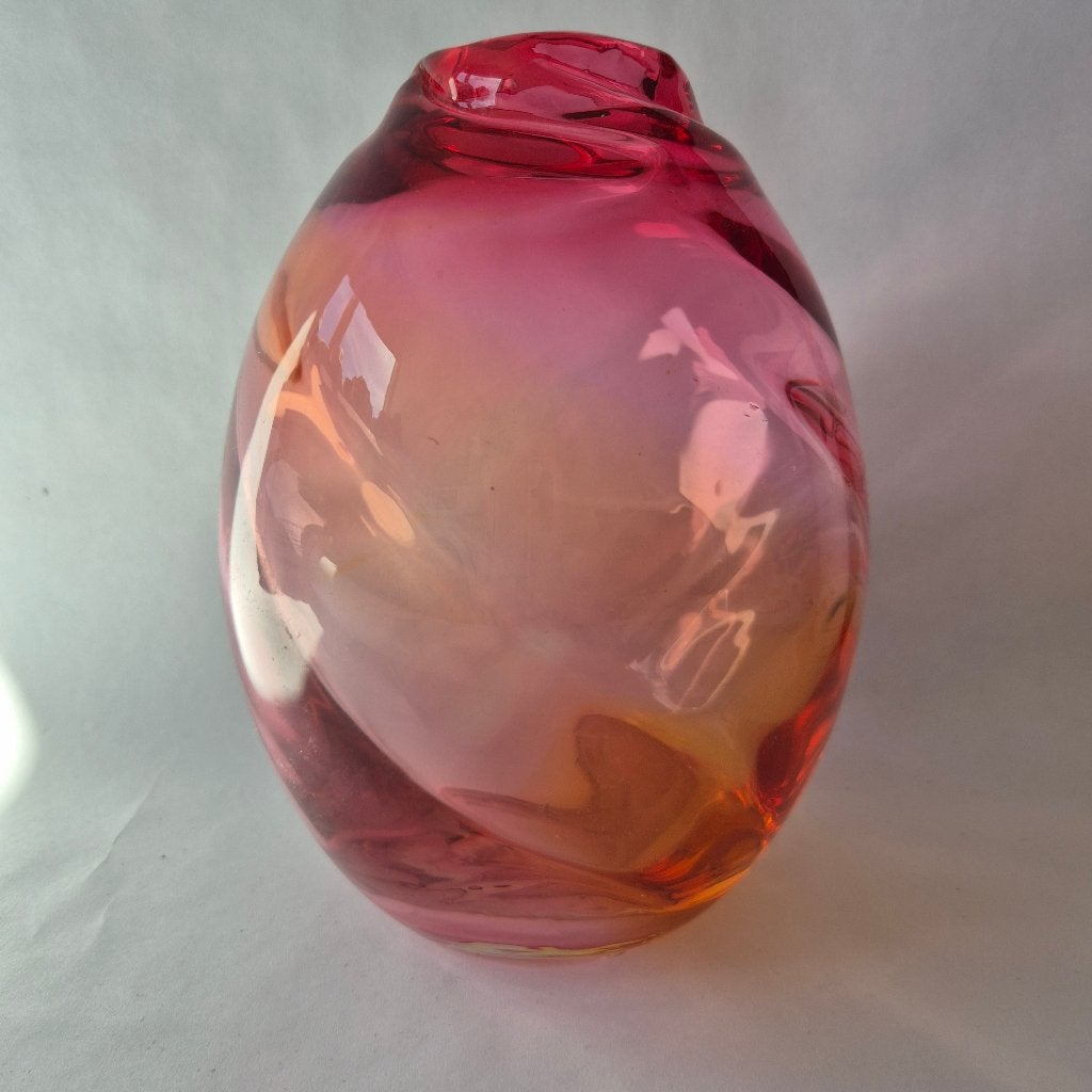 WMF Cristal glazen vaas, roze/oranje, 20 cm hoog, Antiek en Kunst, Ophalen of Verzenden