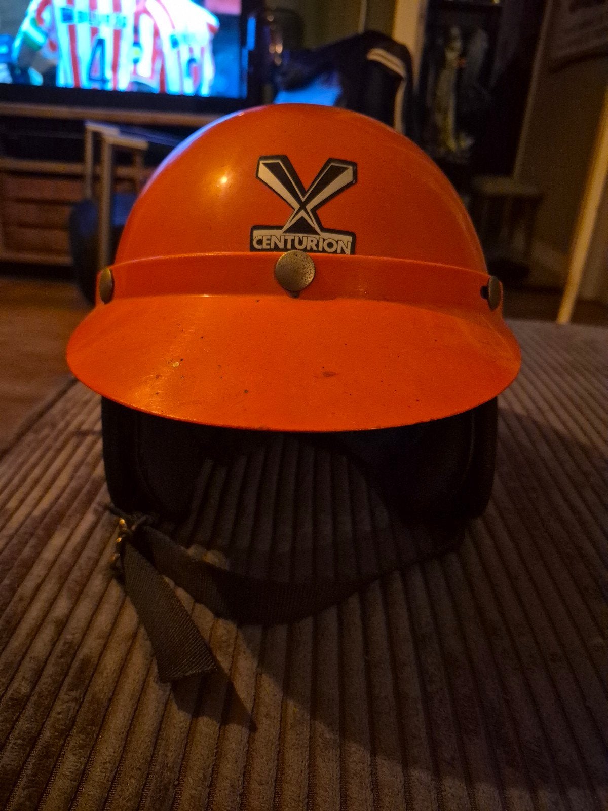Vintage oranje brommer helm maat M, Fietsen en Brommers, Ophalen of Verzenden, Gebruikt