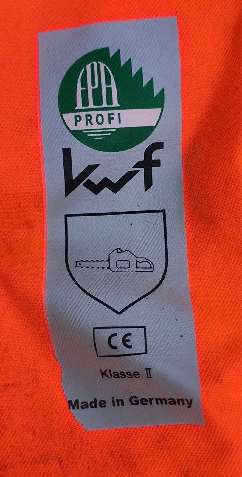 Zaagbroek en zaagjas klasse 1 en II - Oranje veiligheidskled, Ophalen of Verzenden, Gebruikt, Dames, Jas