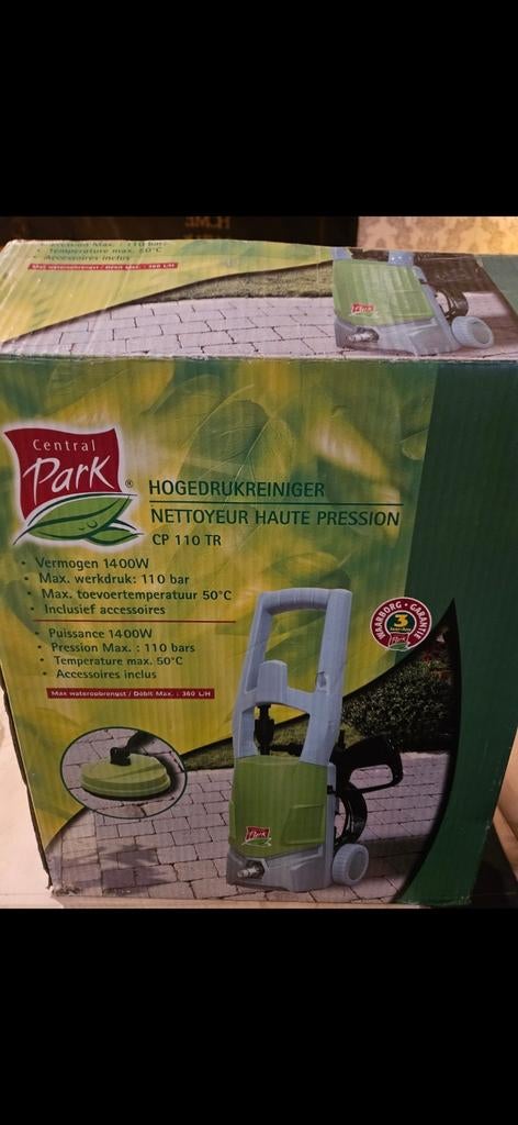 Central Park Hogedrukreiniger CP 110 TR - 1400W, 110 bar, Tuin en Terras, Hogedrukreinigers, Ophalen of Verzenden, Nieuw, Elektrisch
